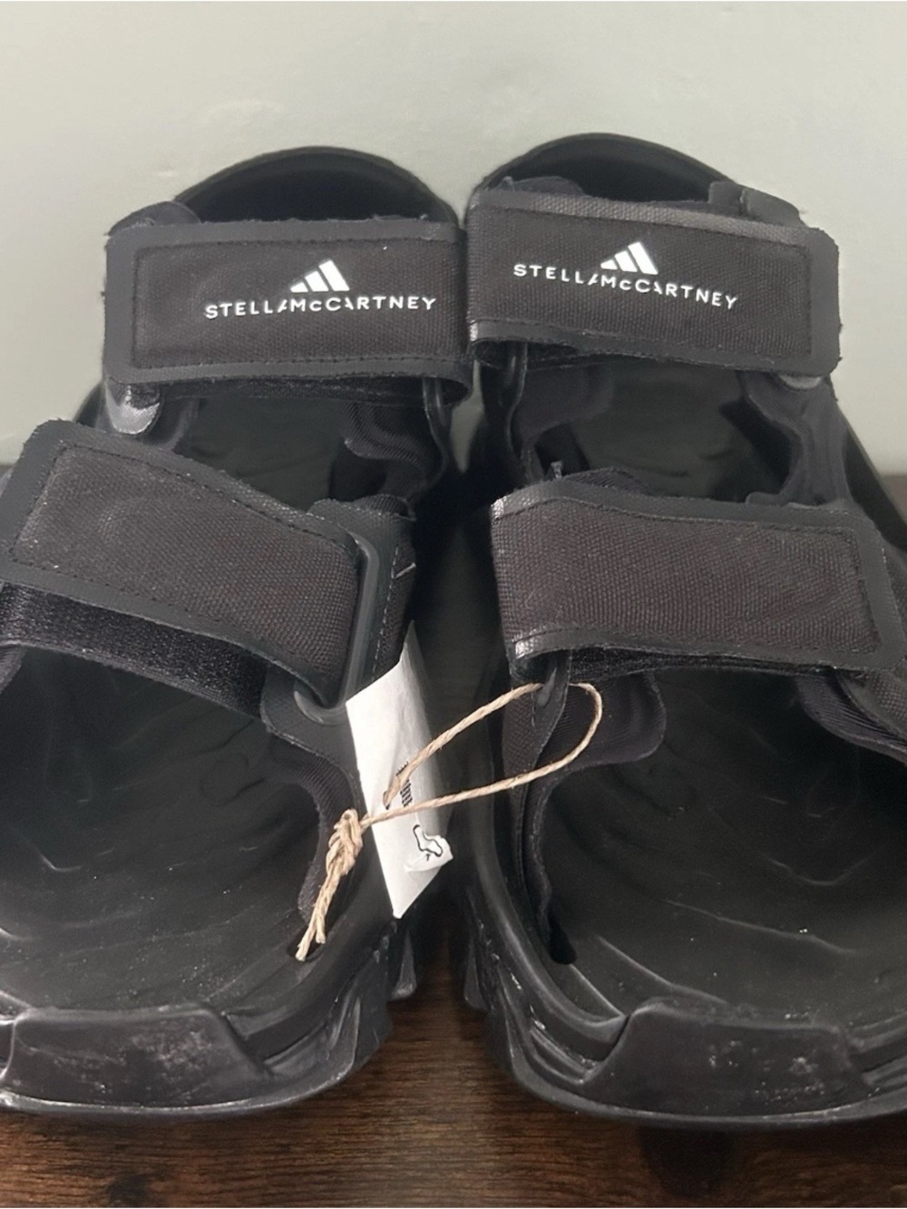 Adidas X Stella Mccartney Hika Outdoor Sandals Core Black Womens Size 9 IE3540 - Picture 2 of 9